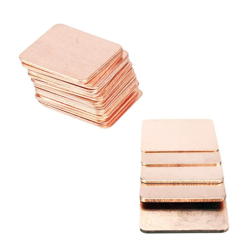 Easycargo 100pcs 12 Sizes 15mm Copper Pad Shim Thermal Kit, Pure Copper Heatsink C1100, Low Profile Copper Plate Cooler Heat Sink for Cooling PC Components Laptop IC Chips CPU VGA RAM VRAM M.2 SSD