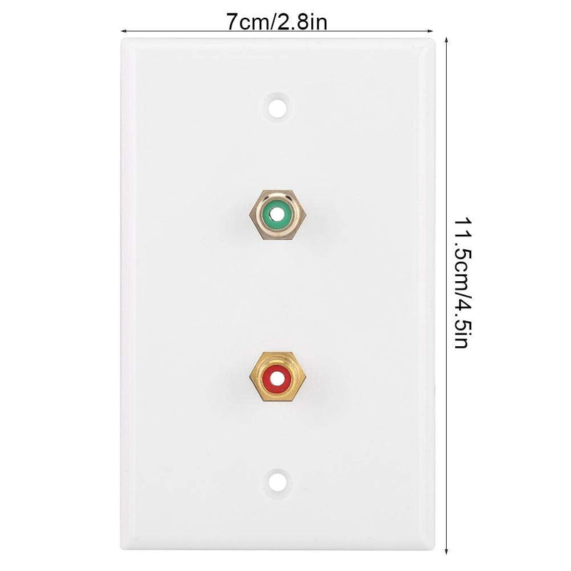 2-Port RCA Panel, Multi-Functional RCA Connector Wall Plate Insert Interfaces for Office Building Subwoofer Audio Port, US Standard, White