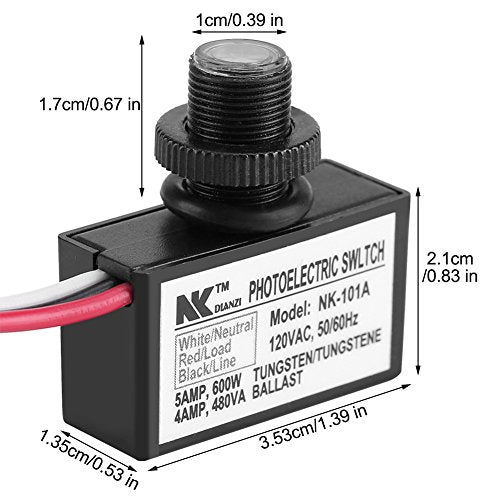 Outdoor Hard-Wired Post Eye Light Control, 120V AC Light Photocell Sensor Control, Dusk to Dawn Sensor, Automatic On/Off Photoelectric Switch for Lighting Fixtures