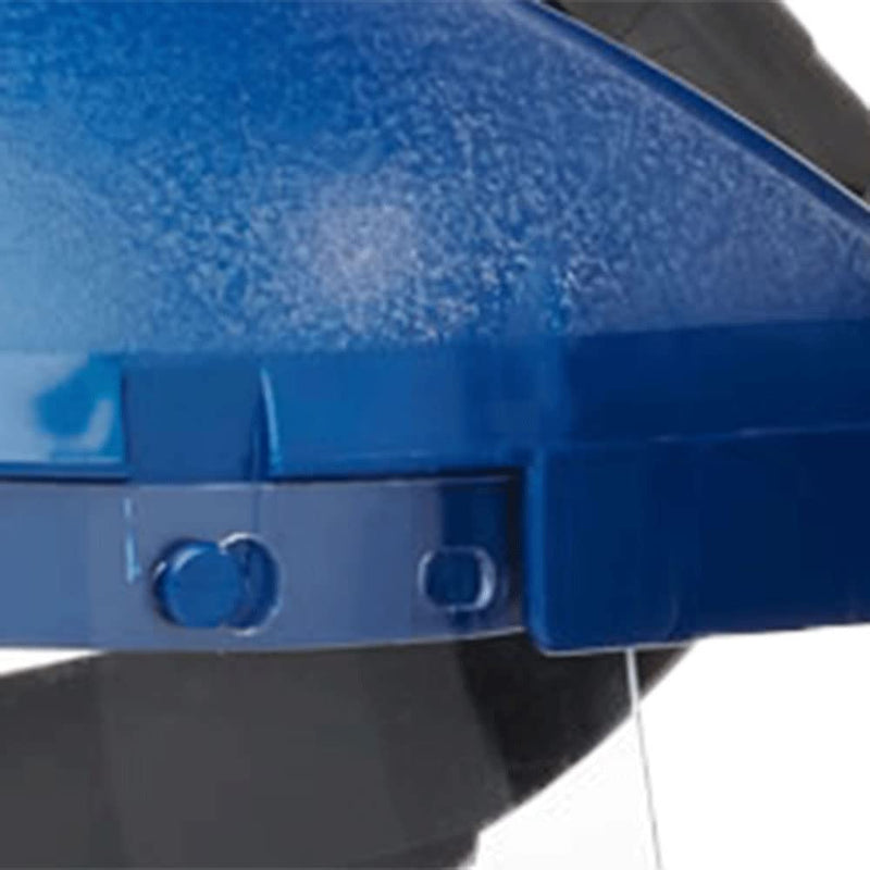 Sellstrom Single Crown Safety Face Shield with Ratchet Headgear, Clear Tint, Uncoated, Blue, 8" x 12" x .040, S39110 8" x 12" x .040" Ratcheting Suspension, Clear Tint, Uncoated