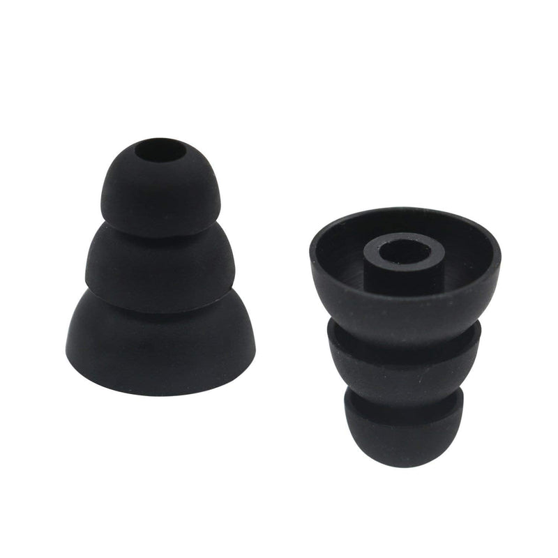 BLLQ 6 Pairs Replacement Triple Flange Ear Tips Earbuds Eartips Silicone Buds for Most in Ear Headphones (Sony Powerbeats Senso etc.) Black [Large Size] (3flange Tips L) Large
