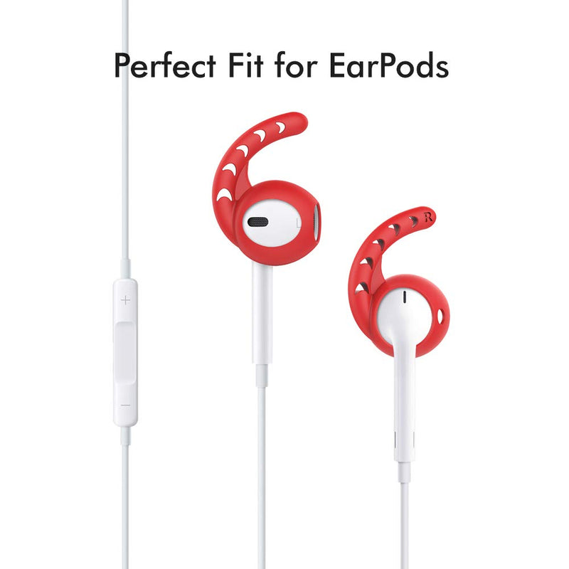 AhaStyle 3 Pairs AirPods Ear Hooks Cover Silicone Accessories Compatible with Apple AirPods and EarPods Headphones(Red) Red