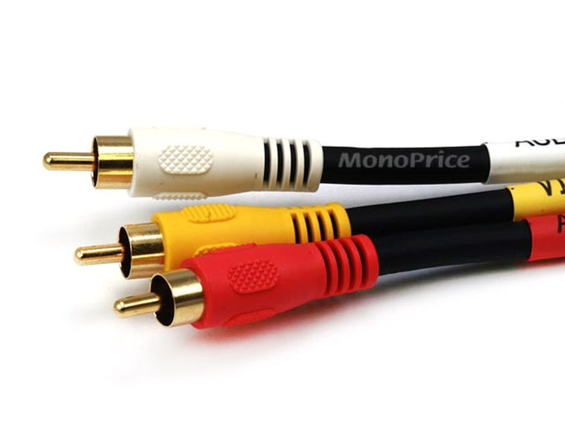 Monoprice 6ft Triple RCA Stereo Video Dubbing Composite Cable (3 x RG59U) 6 Feet