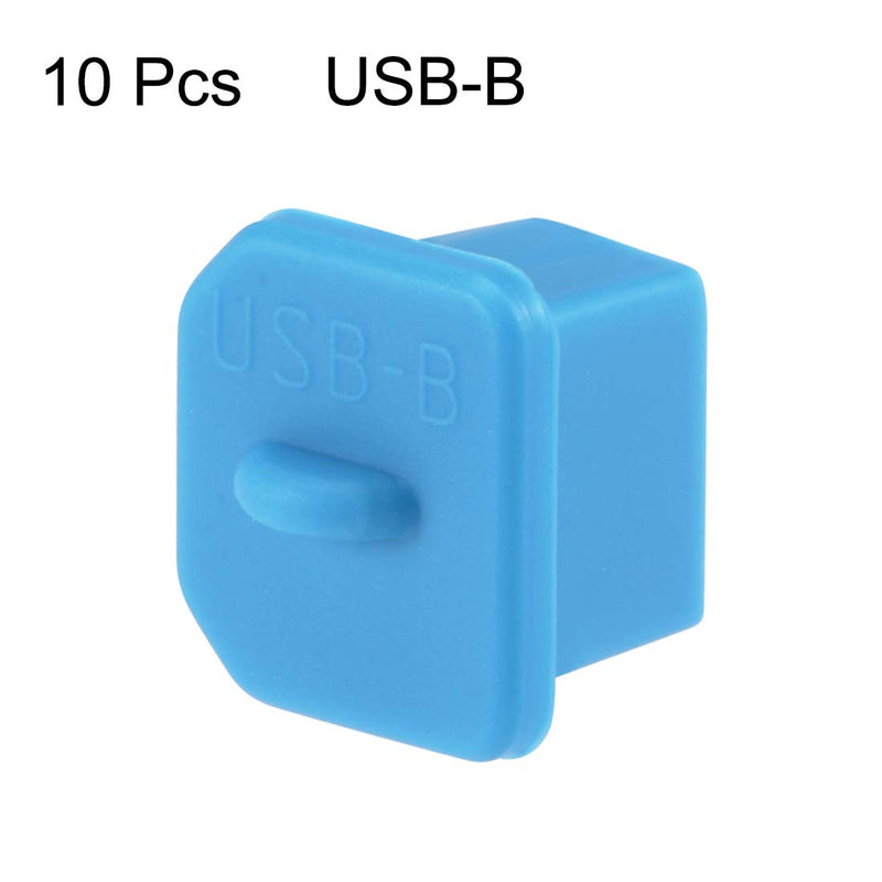 uxcell 10pcs Silicone USB B Port Protectors Anti-Dust Stopper Cap Cover, Blue