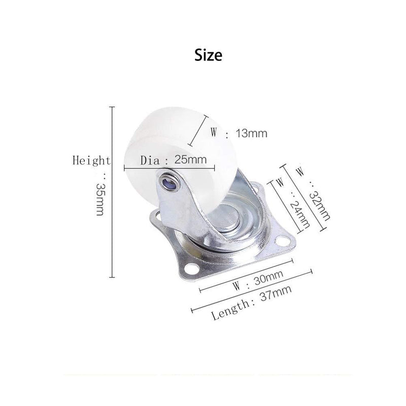 HOWDIA 1" Caster Wheels Single Wheel Swivel Casters with Rubber Base Ball Bearing Trolley Wheels (Pack of 12)