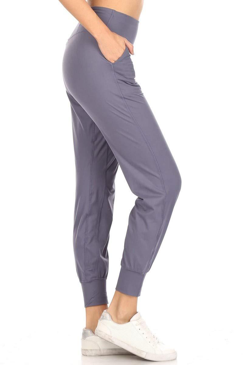Leggings Depot Women's Printed Solid Activewear Jogger Track Cuff Sweatpants Activeflex Slim-fit Jogger-blue Small