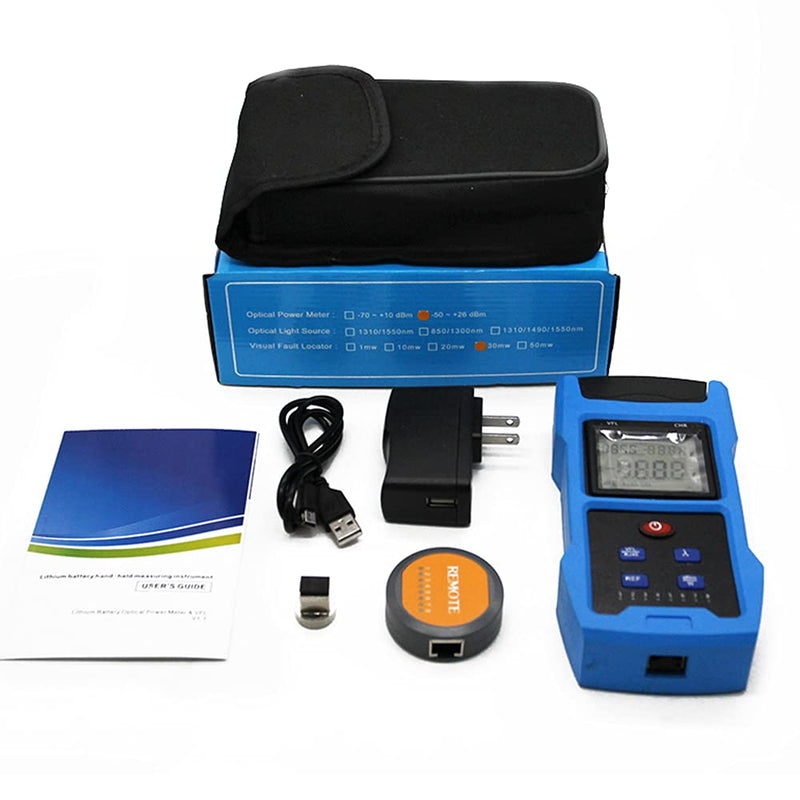 YICIZOL Optical Power Meter -70~+10 dBm and 10mw Visual Fault Locator and RJ45 testing Functions 3 in 1 Fiber Light Tester with 6 Calibrated Wavelength (opm2) opm2