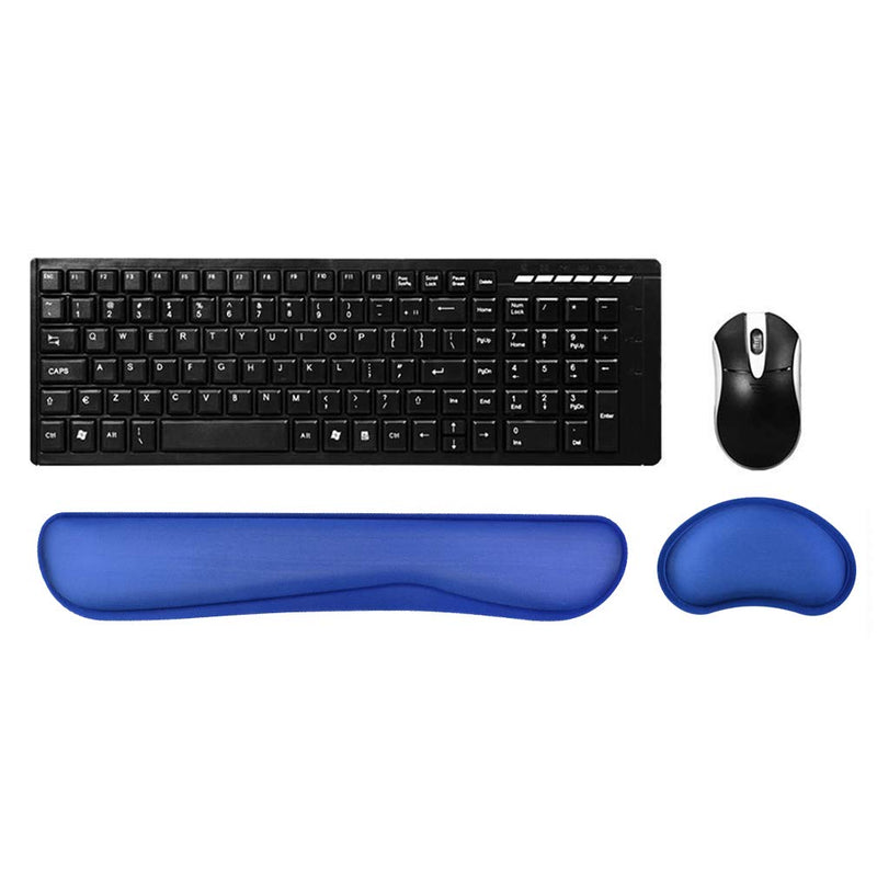 Poualss Memory Foam Set Keyboard and Mouse Wrist Pad Rest,Cushion Support for Office,Gaming,Computer,Laptop and Mac,Pain Relief& Easy Typing,BlueWrist Rests (5.51) Blue