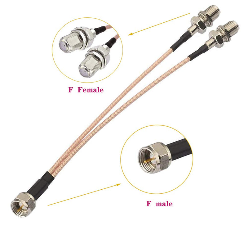 RedYutou F-Type Splitter RG6 Cable F Male to F Dual Female Splitter Cable 3 Way Splitter V-Type F Type TV Adaptation Splitter Cable Satellite 15cm(6 inch) F Male/F Dual Female