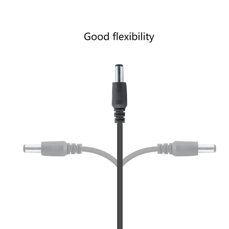 GINTOOYUN Right Angle DC to DC Male Power Cable,22AWG DC 5.5MM x 2.1MM Male to 90 Degree DC Male Plug Patch Wire Adapter Extension Cord for Strip Lihgt,CCTV,Car,Monitors,etc(2 Pcs)