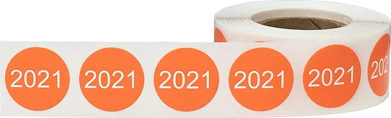 Hot Orange 2021 Year Stickers 3/4 Inch Circle Dots 500 Total Labels