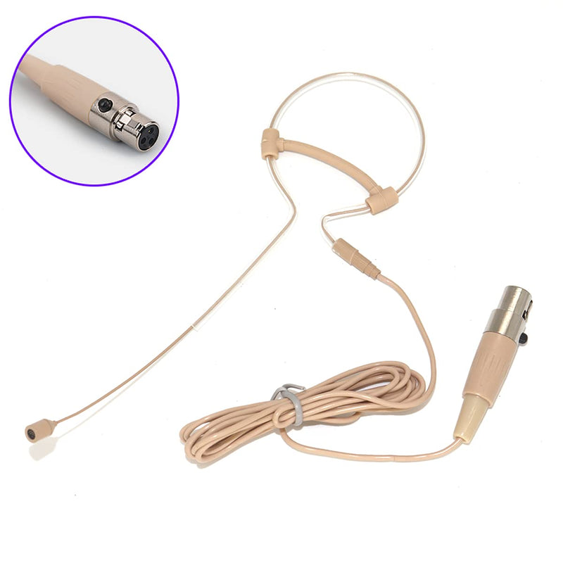 Haoin Single Ear Headset Microphone Earset Headworn Mic Compatible with AKG Wireless System Bodypack Transmitter with 1.2m Cable Windscreen Mini XLR 3 Pin TA3F Plug Mini XLR TA3F Plug Compatible with AKG