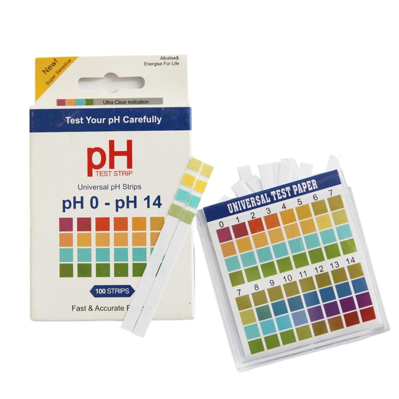 100pcs pH test strips kit, universal application (pH 0-14), testing pH for saliva, soap, urine, liquids, water, laboratory