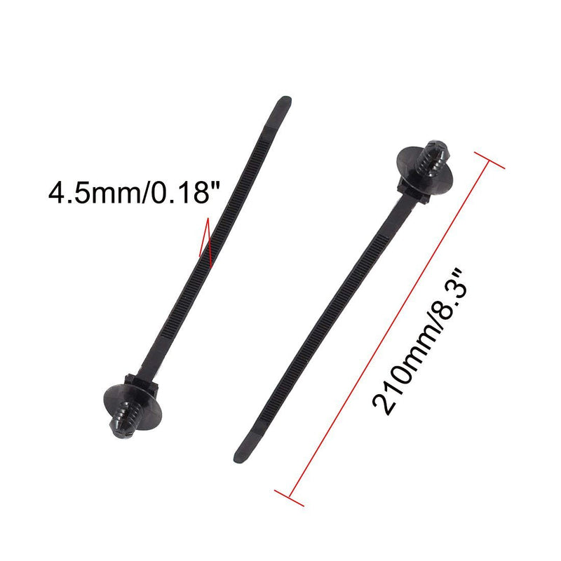 S SYDIEN 50Pcs Black Fir Tree Nylon Push Mount Cable Zip Tie 8.3"x0.18" 210mm(50Pcs)
