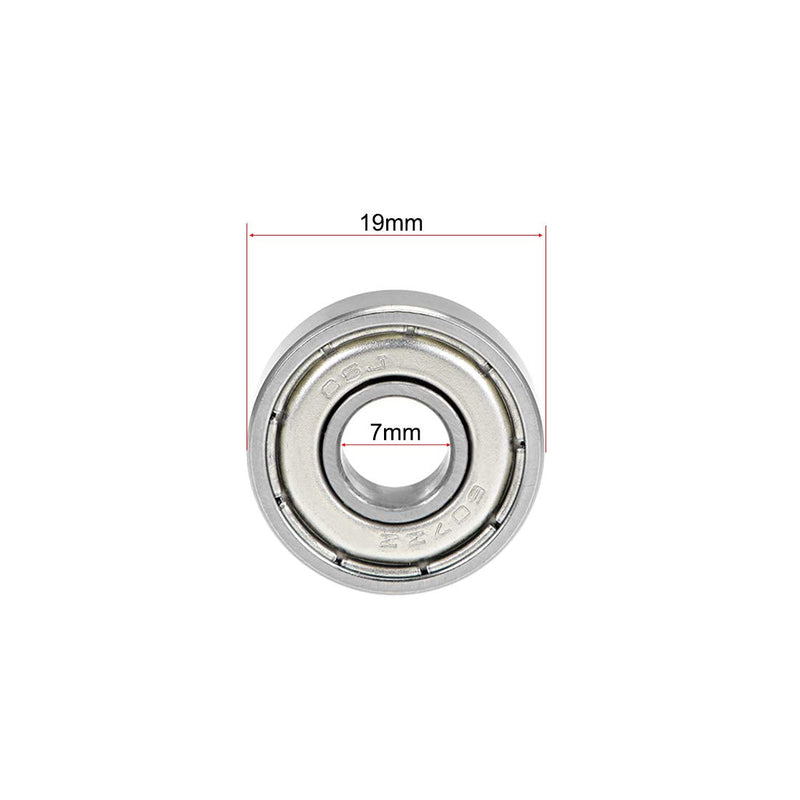 uxcell 607ZZ Deep Groove Ball Bearings 7mm x 19mm x 6mm Double Shielded Chrome Steel Z2 5pcs