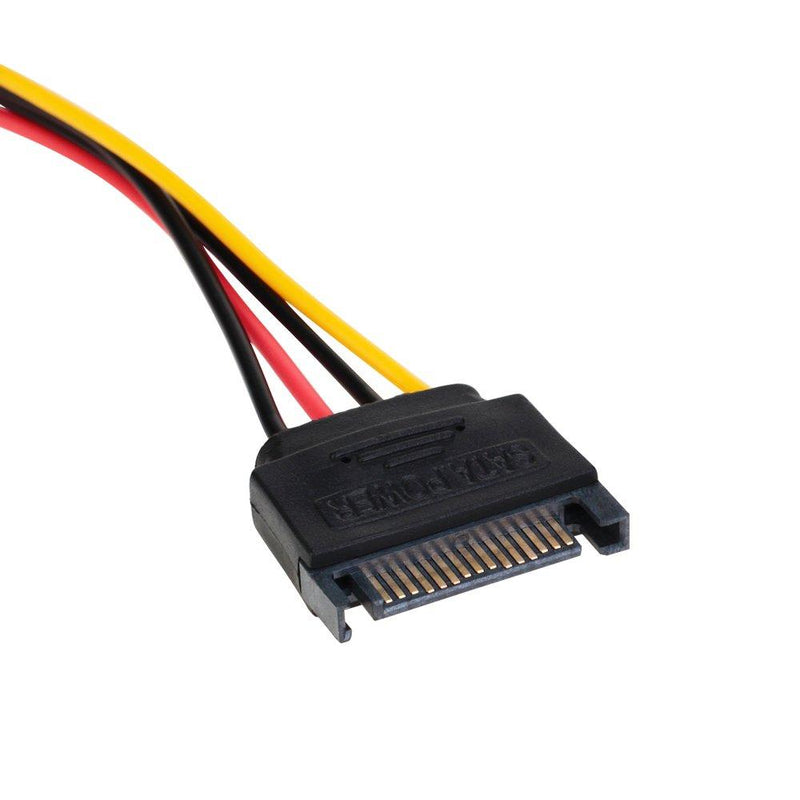 SATA Power Cable Adapter 3 Pack SATA 15 Pin Male to Molex LP4 Female Power Cable 8-inch