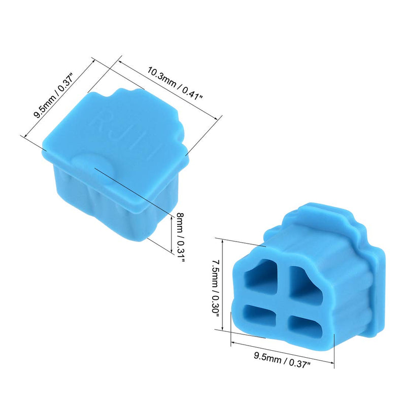 uxcell 10pcs RJ11 Silicone Protector Telephone Modular Port Anti Dust Cap Cover, Blue