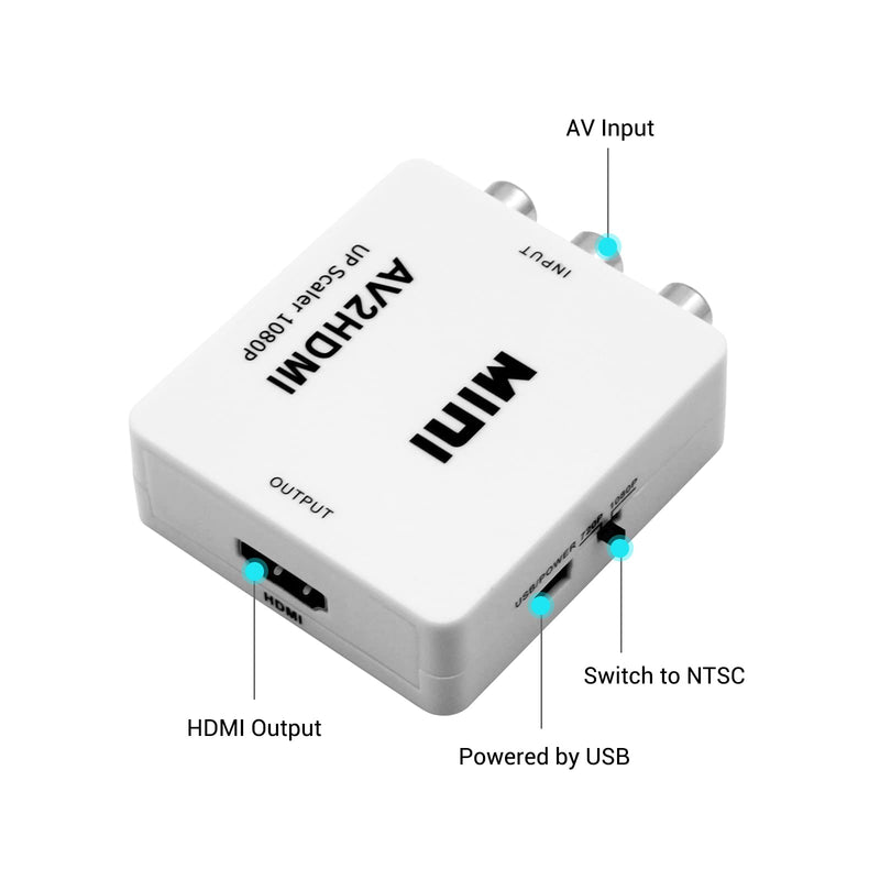 RCA to HDMI Converter,Sorthol AV to HDMI 1080P Composite CVBS AV to HDMI Video Audio Converter Adapter for PAL/NTSC for PC Laptop Xbox PS4 PS3 TV STB VHS VCR Camera DVD