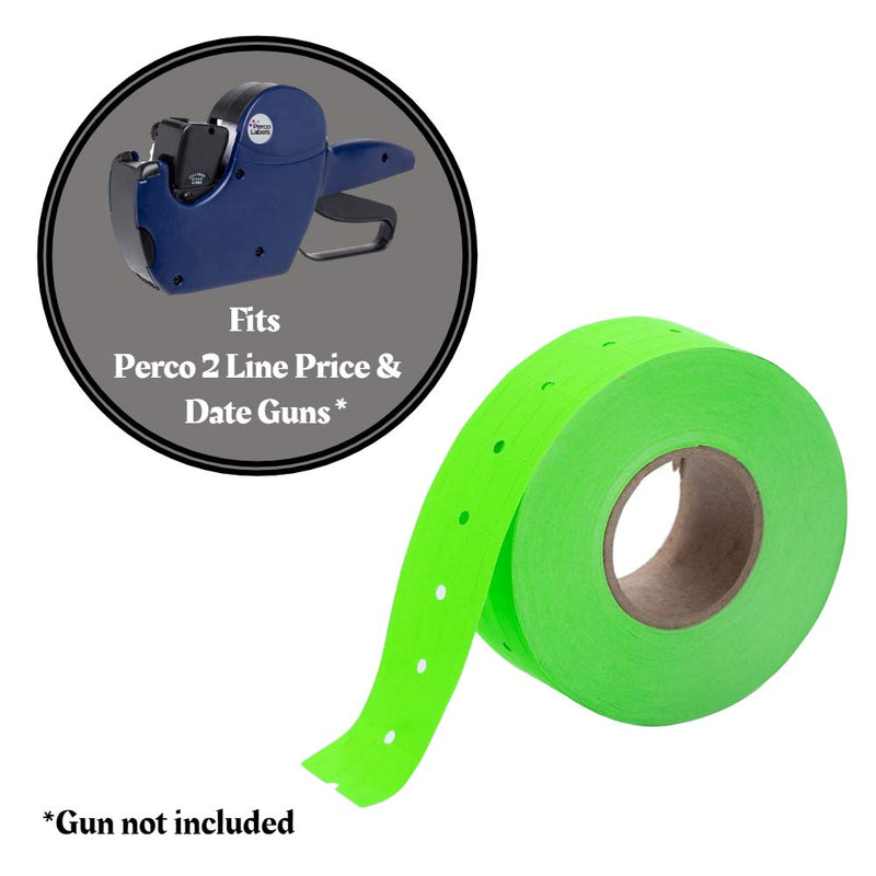 Fluorescent Green Perco Labels for Perco 2 Line Labeler Gun - 1 Sleeve, 6,000 Labels