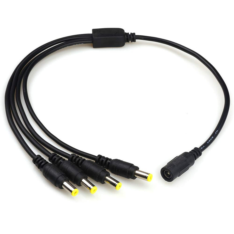 LEOU (26ft) Power Extension Cable for CCTV Surveillance Camera/IP Camra/DVR standalone/LED Light bar. (with DC Power Cord, 1 Female to 4 Male 5.5mm X 2.1mm Camera Splitter Cable)