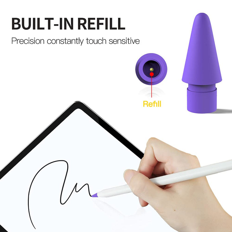 AWINNER Pen Tip Compatible with Apple Pencil Tips 1st & 2nd Generation Color Nib (Red/Yellow/Purple/Pink/Cyan) Red/Yellow/Purple/Pink/Cyan