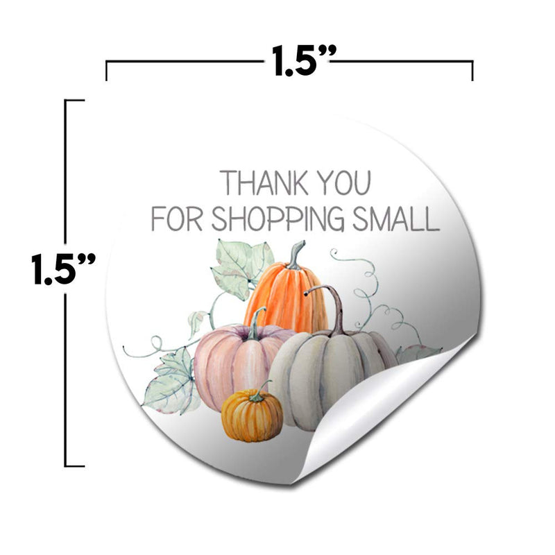 Fall Pumpkin Thank You for Shopping Small Customer Appreciation Sticker Labels for Small Businesses, 60 1.5" Circle Stickers by AmandaCreation, Great for Envelopes, Postcards, Direct Mail, & More!