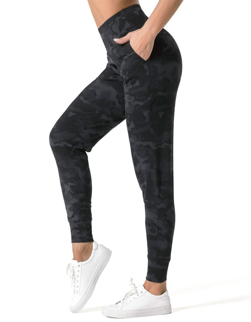 Dragon Fit Joggers for Women with Pockets,High Waist Workout Yoga Tapered Sweatpants Women's Lounge Pants X-Small Joggers78-black&grey Camo