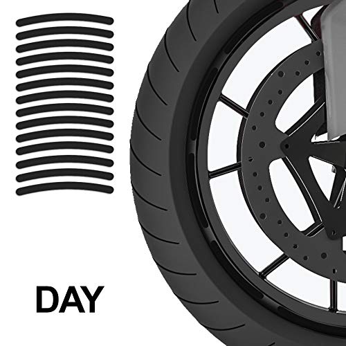 14pcs High Visibility Warning Reflective Stripes Rim Stickers Bike Bicycle Kit Decals Black Reflector Highly Night Safety Sign Visibility Universal Self - Adhesive D 54