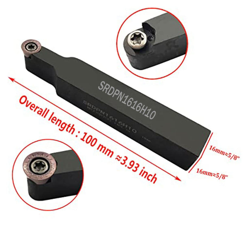 ASZLBYM 11pcs RPMT10T3 MOE R5 Indexable Carbide Milling Inserts Blade Milling Cutter with 5/8"/16mm SRDPN1616H10 Indexable Carbide Milling Tool Holder Metal Lathe Cutting Tools