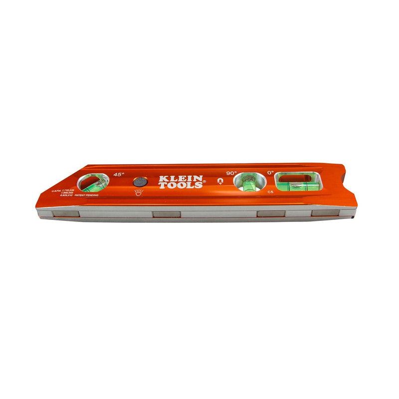Klein Tools 935RBLT Level, 9-Inch Lighted Torpedo Level with Magnet, 3 Vials and V-Groove, Water and Impact Resistant, For Conduit Bending