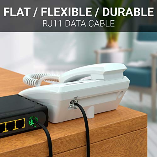 3FT RJ11 Cable Phone Cord for Landline & Telephone Cord for RJ11 to RJ11 Devices â€“ Smooth, Clear Connections & Optimum Quality â€“ Durable Phone Cable with 4 Gold-Plated Contact Pins (Black) by G-PLUG 3ft Black