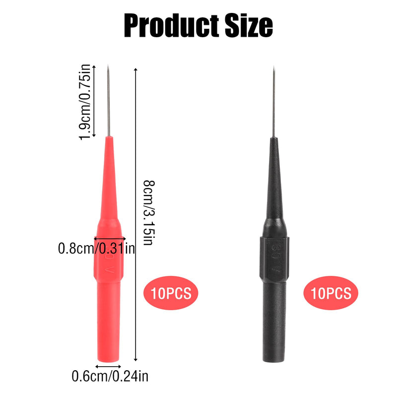 Pack of 20 measuring tips for multimeter 0.7 mm test probe piercing needle probe test tip banana plug multimeter measuring line probe insulation piercing sample 20 pieces
