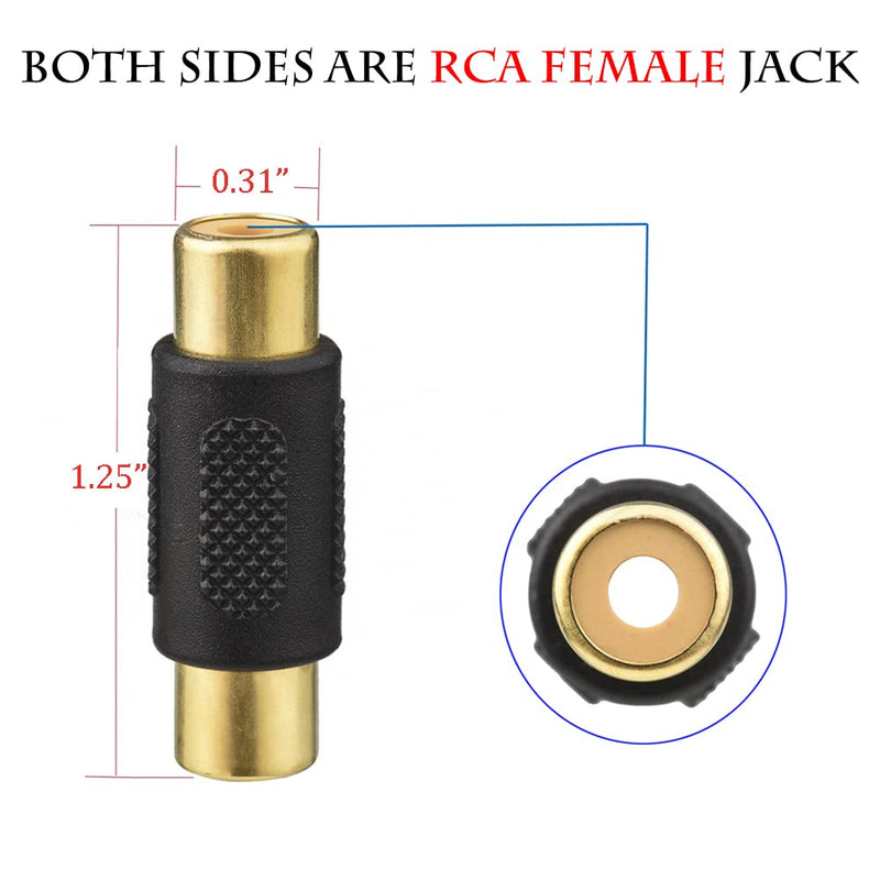 Warmstor 20-Pack Gold Plated RCA Female to RCA Female Coupler Adapter for Speaker, RCA Cable, Phono, Amplifier