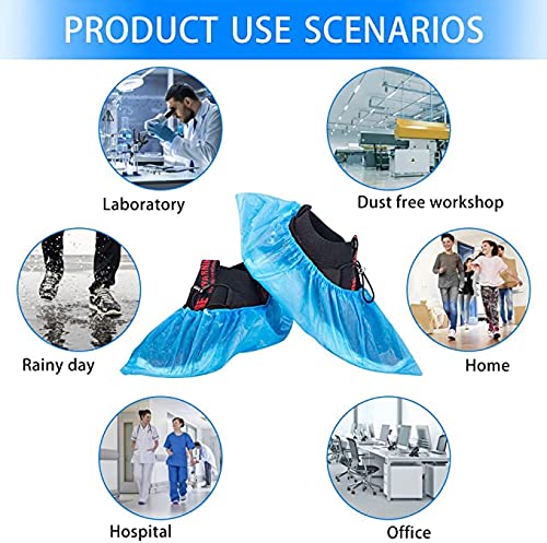 Disposable Shoe & Working Boot Covers by P&P Medical Surgical Waterproof Durable Non-Slip Resistant Polypropylene for Offices Indoor Carpet Protection One Size for Indoors and outdoors 100 (50 pairs)