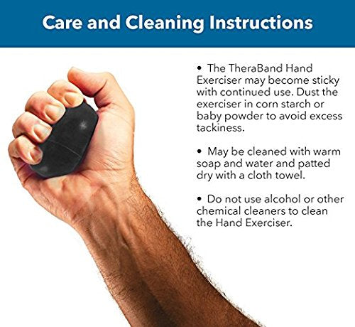 Theraband Hand Exerciser, Stress Ball for Hand, Wrist, Finger, Forearm, Grip Strengthening & Therapy, Squeeze Ball to Increase Hand Flexibility & Relieve Joint Pain, Black, Extra Firm