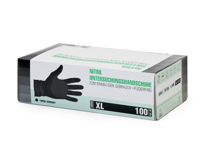Nitrile gloves 100 pieces box (XL, black) disposable gloves, disposable gloves, examination gloves, nitrile gloves, powder-free, without latex, non-sterile, latex-free, disposable gloves, black