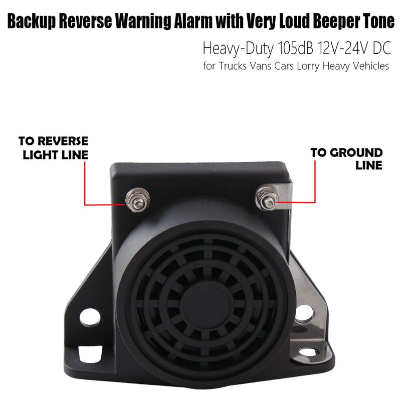 banhao Car Back-up Alarm, 107dB 12V-48V DC Waterproof Industrial Heavy-Duty Backup Reverse Warning Alarm with Super Loud Beeper Tone for Truck Van Freight Car Lorry Heavy Vehicles Square alarm horn