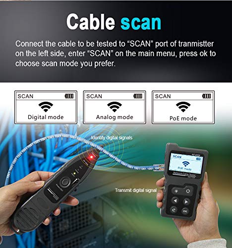 NOYAFA Advanced Network Cable Tester With PoE& NCV & Lamp For CAT5e/CAT6/CAT6a, Multifunction Wire Tracker Cable Tester For Tracker Underground Telephone Line Finder Home Repair