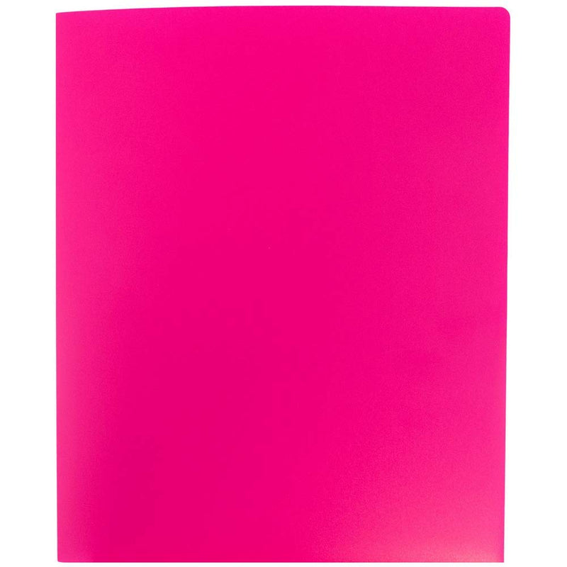 JAM PAPER Heavy Duty Plastic 2 Pocket Extra Tough School Folders - Fuchsia Hot Pink - 6/Pack