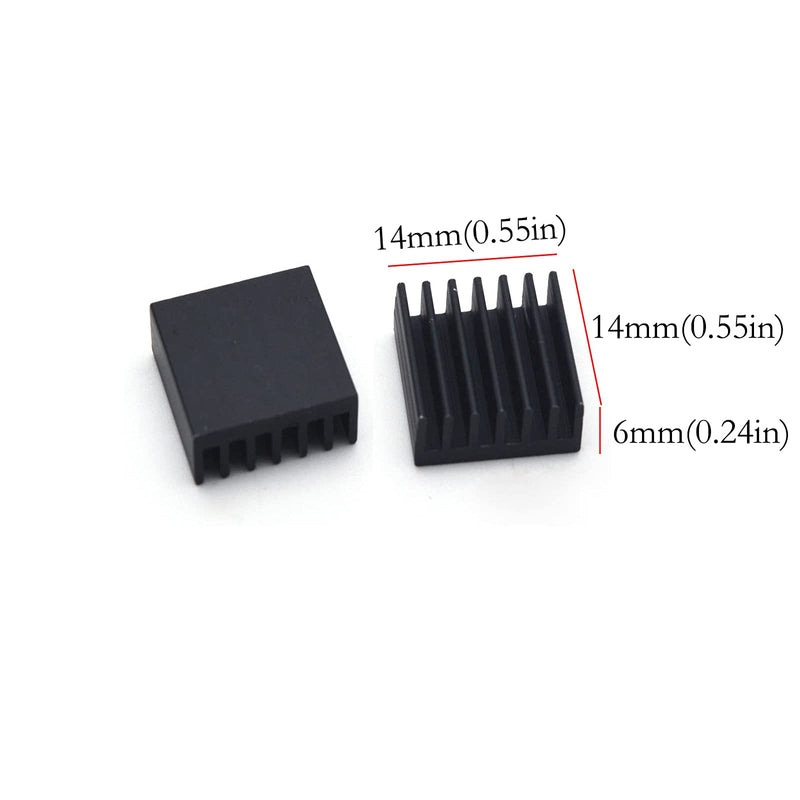 Antrader 24-Pack Aluminum Heatsink Heat Sink Cooling Fin 14mm x 14mm x 6mm, Black