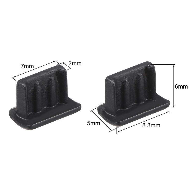 uxcell 20pcs Silicone Mini USB Cap Port Cover Anti Dust Protector 7mmx2mm Black