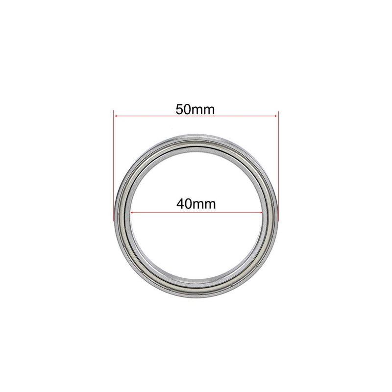 uxcell 6708ZZ Deep Groove Ball Bearings 40mm x 50mm x 6mm Double Shielded Chrome Steel Z2 ABEC1 40x50x6mm
