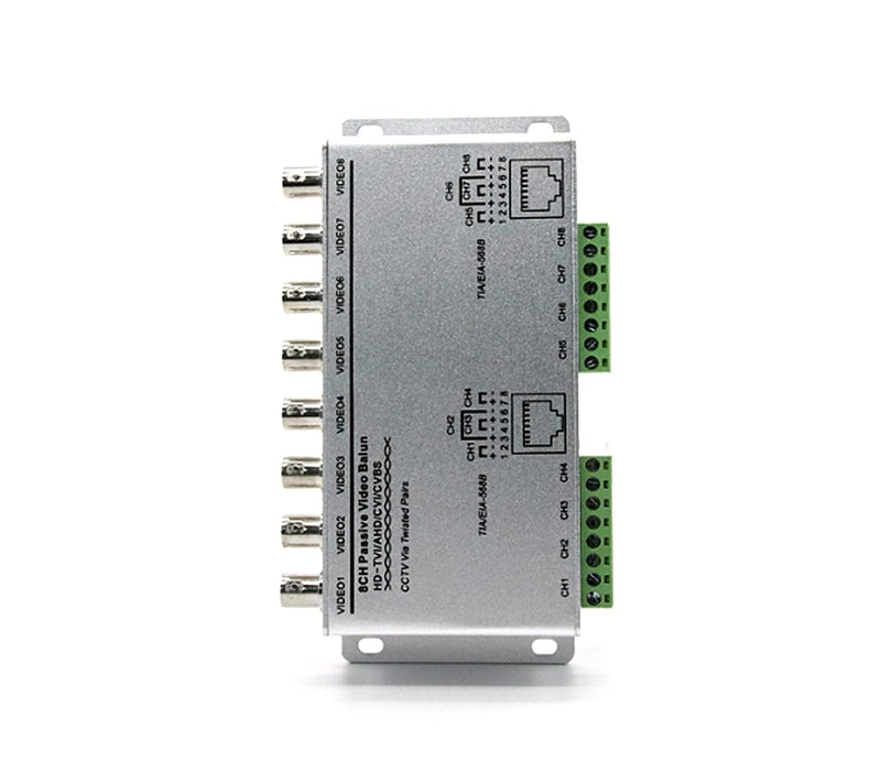 BeElion 8-CH UTP 720P/1080P HD Passive Video Balun Transceiver, BNC to Cat5/5E/6 RJ45(T568B) UTP Cable Converter Video Transmitter for HD-CVI/TVI/AHD CCTV Surveillance Camera