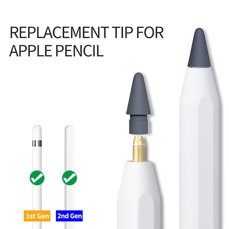 AWINNER Pen Tip Compatible with Apple Pencil Tips 1st & 2nd Generation Color Nib (Grey) Grey