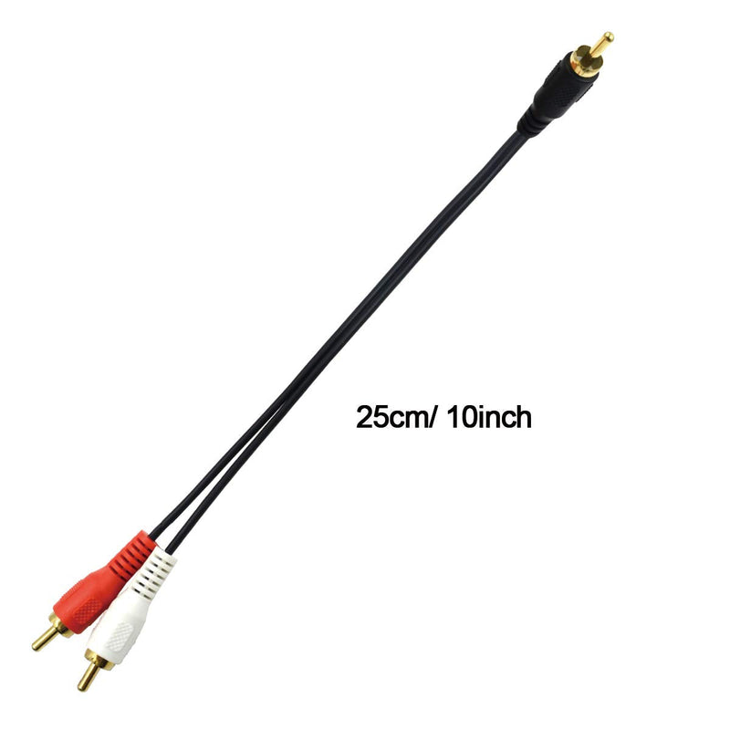 Poyiccot RCA Splitter 1 RCA Male to 2 RCA Male Stereo Audio Cable, RCA to 2RCA Subwoofer Cable RCA Y Splitter Audio Cable, 2RCA to 1RCA Bi-Directional RCA Y Adapter Cable - 25cm/10inch