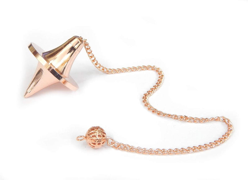 Spinning Top Design Openable Cone Point Copper Metal Pendulum. Healing Dowsing Reiki Pendulum for Divination, Chakra Testing & Spiritual Energy.