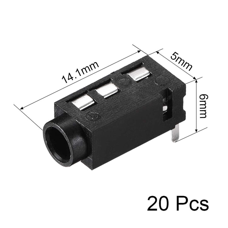 uxcell 3.5 mm Audio Jack Connector PCB Mount Female Socket 4 Pin PJ-320A 20pcs