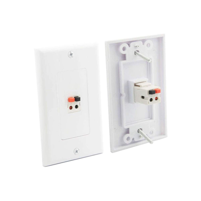 diyTech Premium Speaker Wall Plate - Spring Loaded Speaker Wire Wall Plate, for Home Theater Wall Mount Speakers - (5 Pack White)