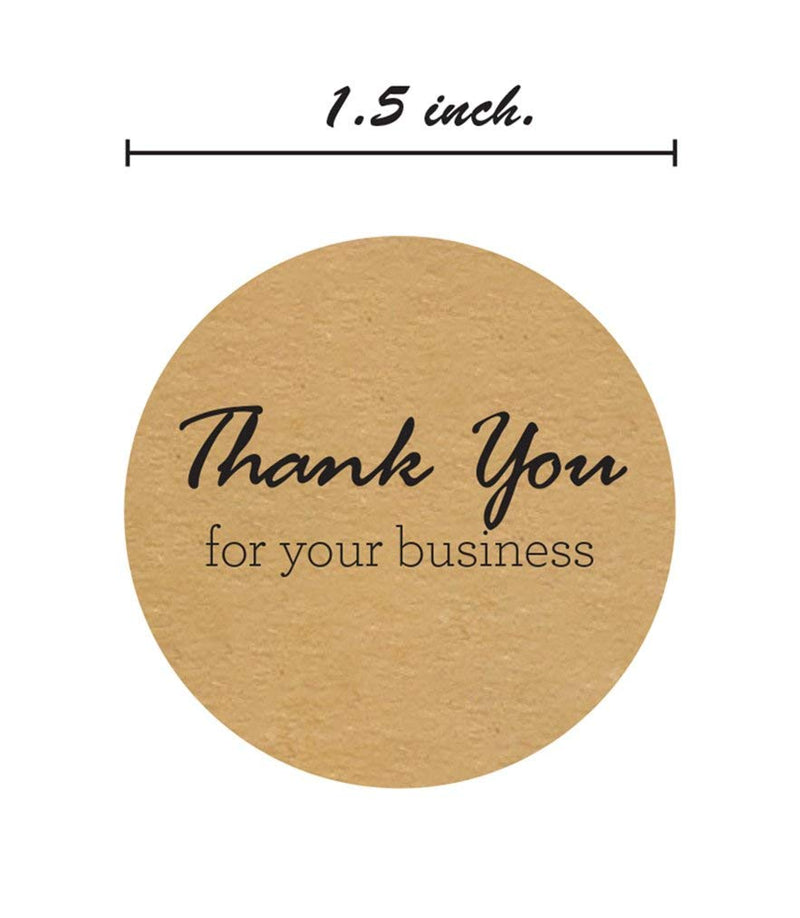 1.5" Round Kraft Thank You for Your Business Stickers/500 Labels Per Roll