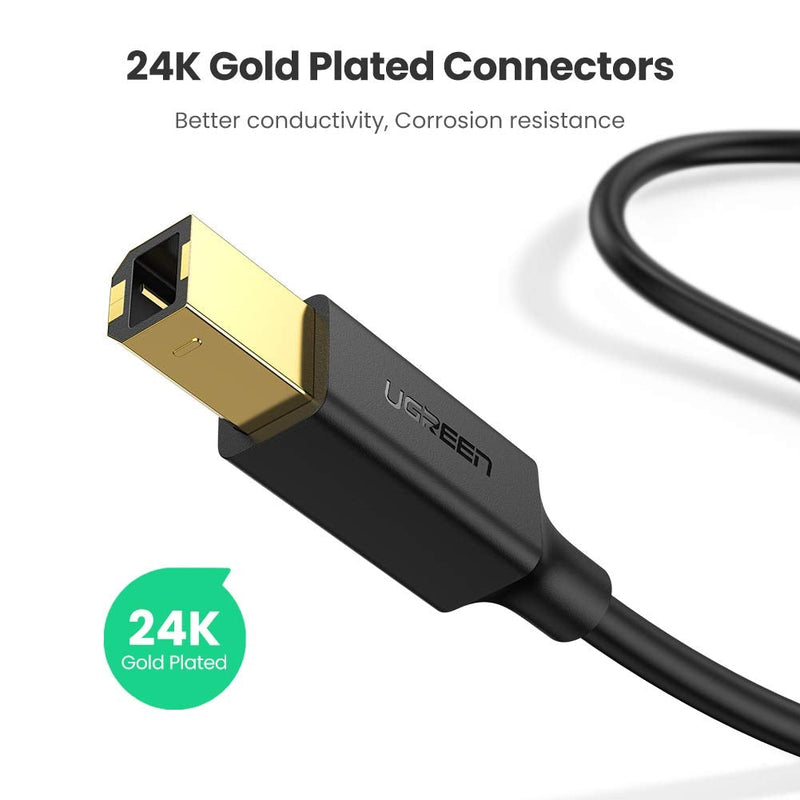 UGREEN USB 2.0 Printer Cable - A-Male to B-Male Cord USB A to B Cable High Speed Scanner Cord Compatible with Hp, Cannon, Brother, Samsung, Dell, Epson, Lexmark, Xerox,Piano, Dac and More 5 FT 5FT
